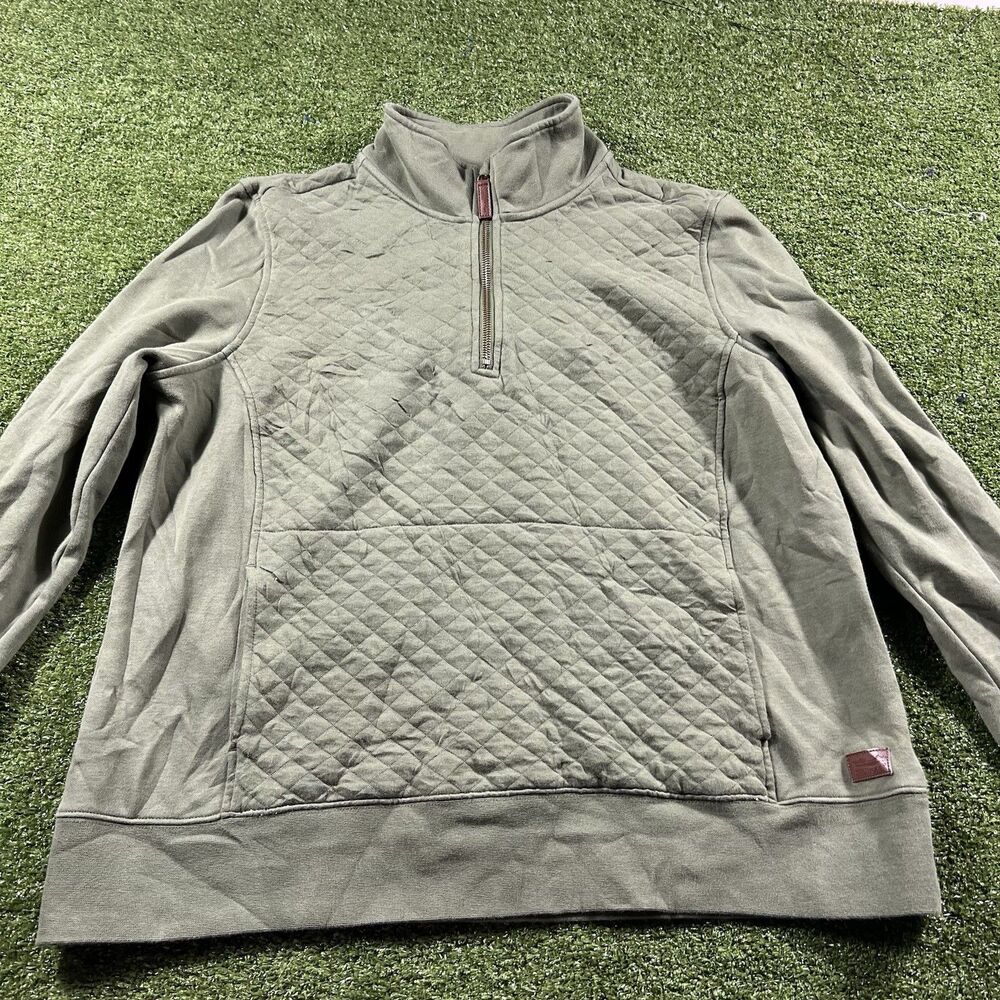 L.L. Bean Women's Quilted Quarter-Zip Pullover, Olive Green, Size XL Petite